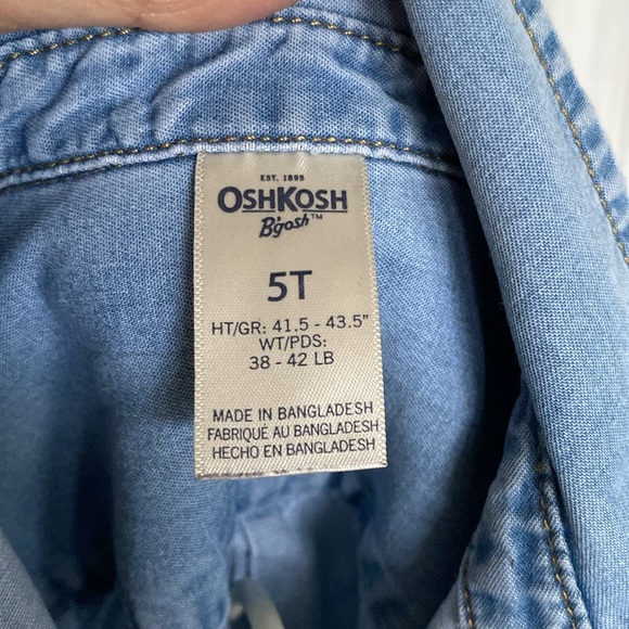 Kids OshKosh B’gosh chambray/denim long sleeves button down 1/4 A line, Size 5T - Picture 11 of 13